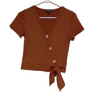 Cropped ribbed orange top